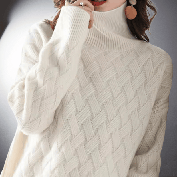 Lavinia | Oversizowy kaszmirowy sweter w jakości premium Sweater Warschau Fashion Beżowy S