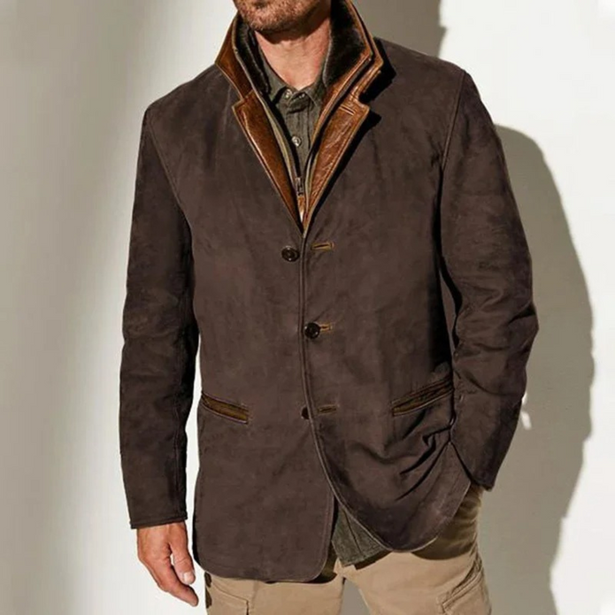 FLORIS | Męska Kurtka w Stylu Retro z Guzikowym Zapięciem Jacket Warschau Fashion Ciemnobrązowy S