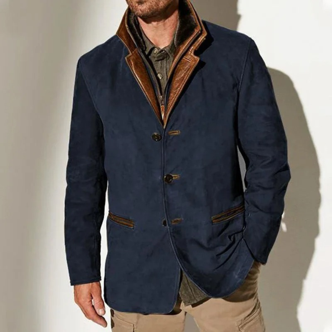 FLORIS | Męska Kurtka w Stylu Retro z Guzikowym Zapięciem Jacket Warschau Fashion Granatowy S