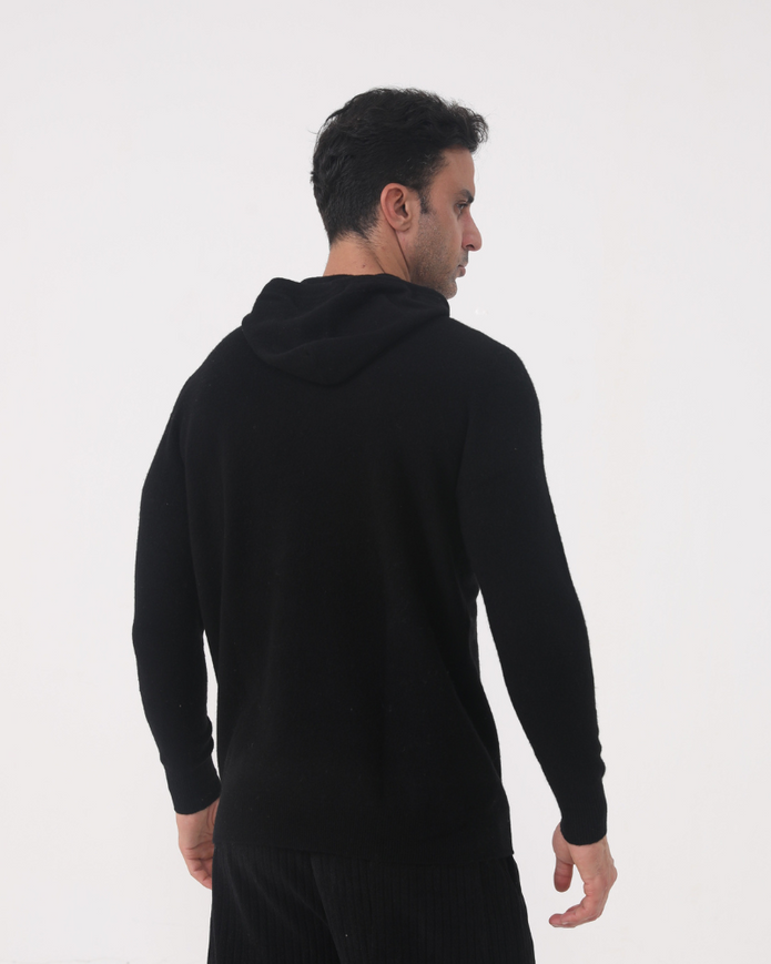 100% Kaszmirowa Hoodie z Kapturem