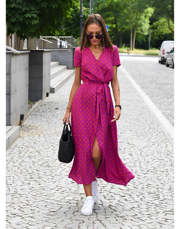 Zara - Kwiatowy Sukienka Floraison na Wiosnę/Lato Warschau Fashion Fioletowy S