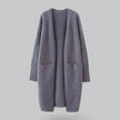 Damski Długi Sweter na Zimę - Ciepły i Stylowy Women Cardigans Warschau Fashion Ciemnoszary One Size