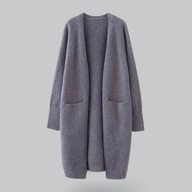 Damski Długi Sweter na Zimę - Ciepły i Stylowy Women Cardigans Warschau Fashion Ciemnoszary One Size