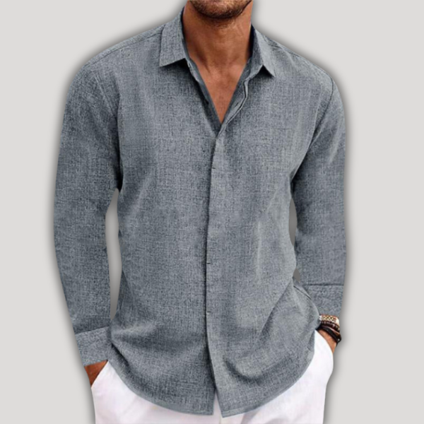 Męska koszula z długim rękawem i guzikami Men Shirt Warschau Fashion Szary S