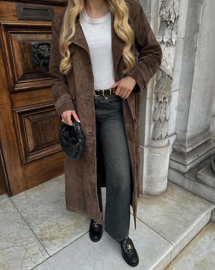 Zamszowa zimowa trencz dla kobiet Trench coat Warschau Fashion
