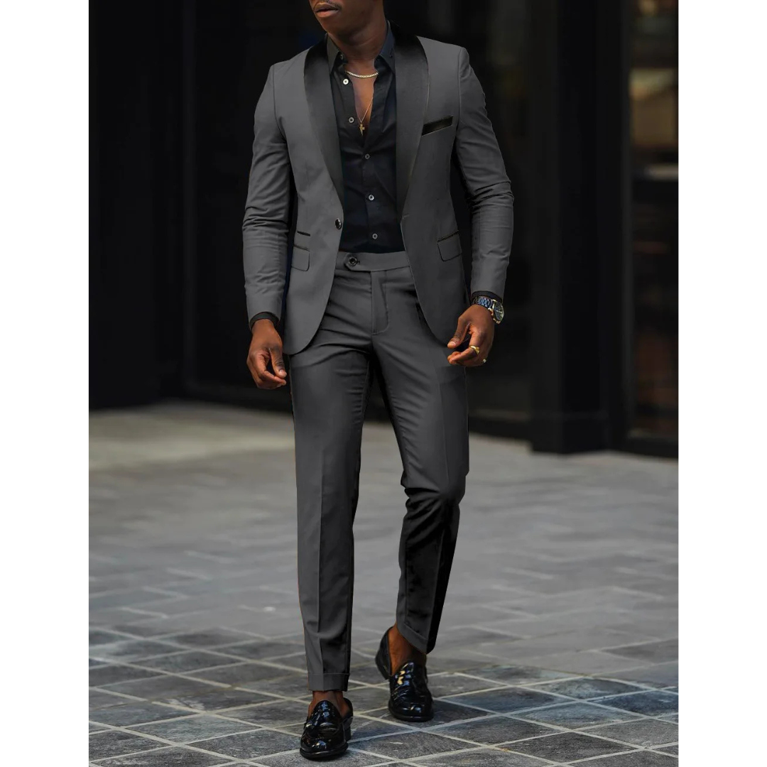 Elegancki Męski Slim Fit 2-częściowy Garnitur dla Gości Weselnych