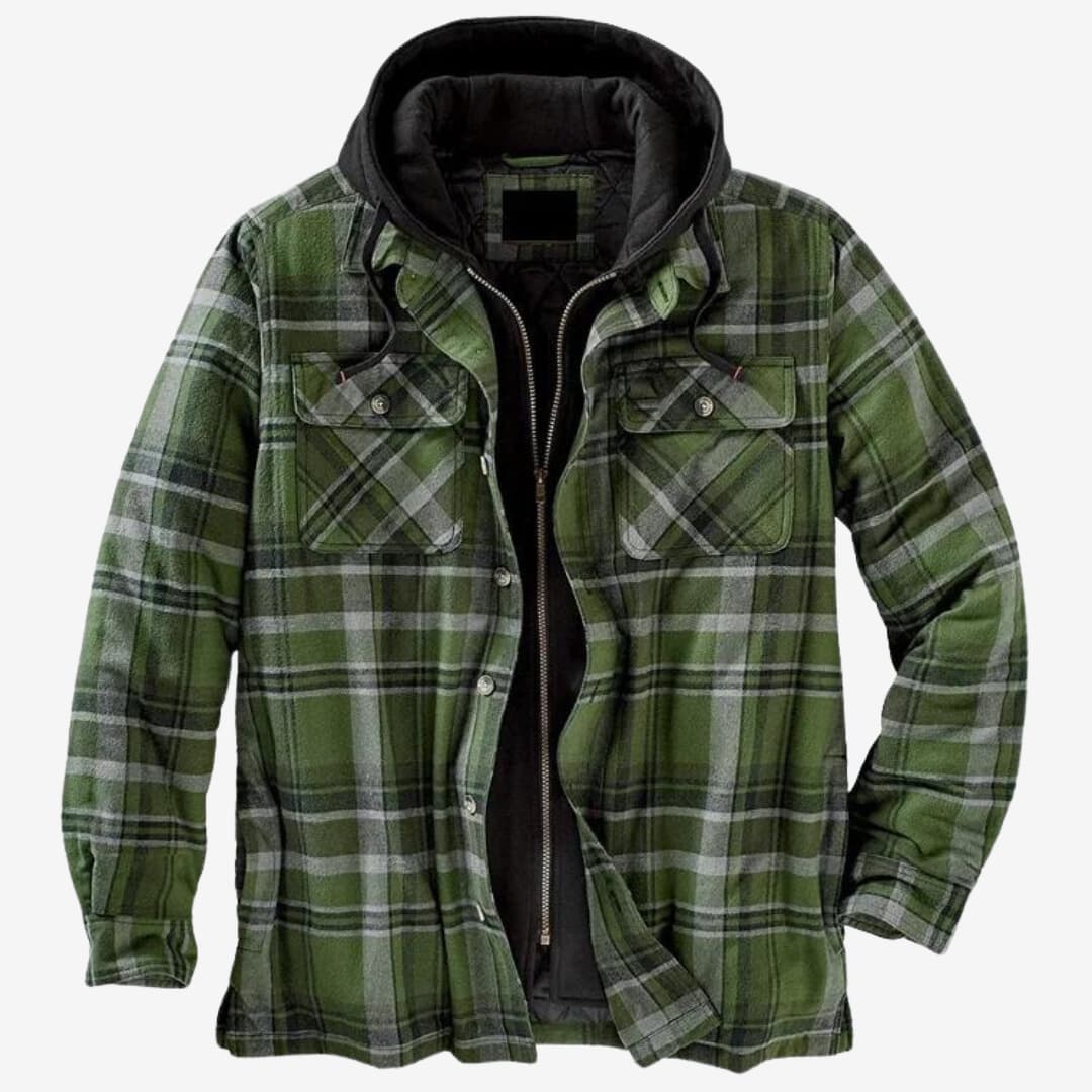 JASPER | Stylowy Płaszcz z Kapturem Jacket Warschau Fashion Zielony S