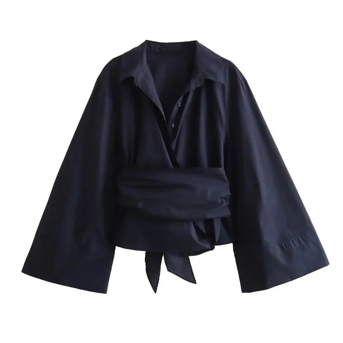 Elegancka Damska Koszula Kimono z Długim Rękawem