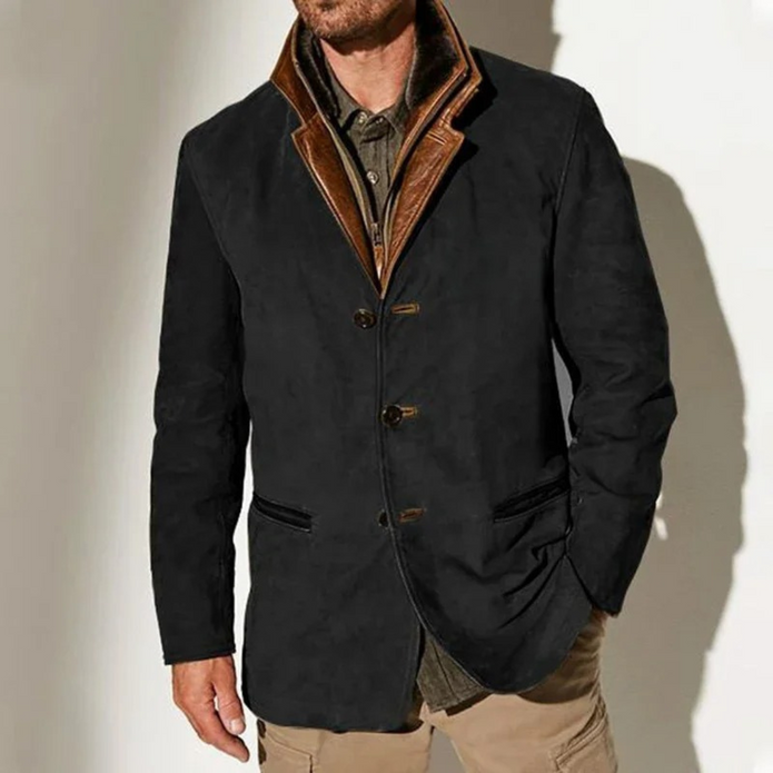 FLORIS | Męska Kurtka w Stylu Retro z Guzikowym Zapięciem Jacket Warschau Fashion Czarny S