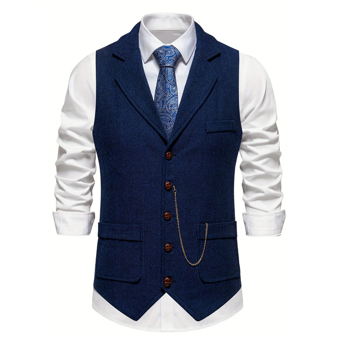 Męska Kamizelka Bez Rękawów z Dekoltem w Kształcie V Men Vest Warschau Fashion Granatowy S
