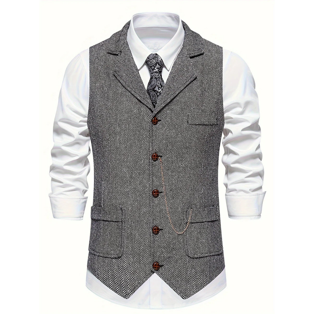 Męska Kamizelka Bez Rękawów z Dekoltem w Kształcie V Men Vest Warschau Fashion Jasny Szary S