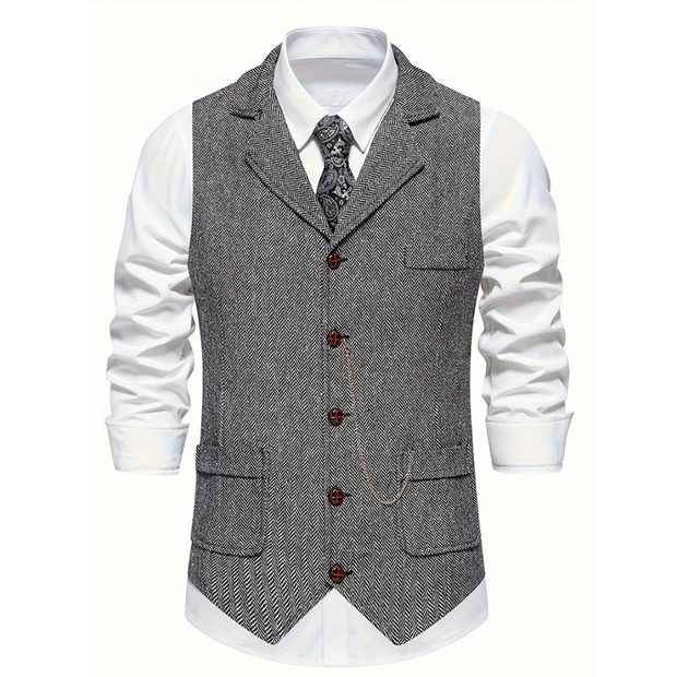 Męska Kamizelka Bez Rękawów z Dekoltem w Kształcie V Men Vest Warschau Fashion Jasny Szary S