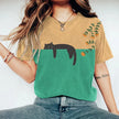 Luźna damska koszulka T-shirt z nadrukiem kotów i okrągłym dekoltem