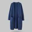 Damski Długi Sweter na Zimę - Ciepły i Stylowy Women Cardigans Warschau Fashion Królewski Niebieski One Size