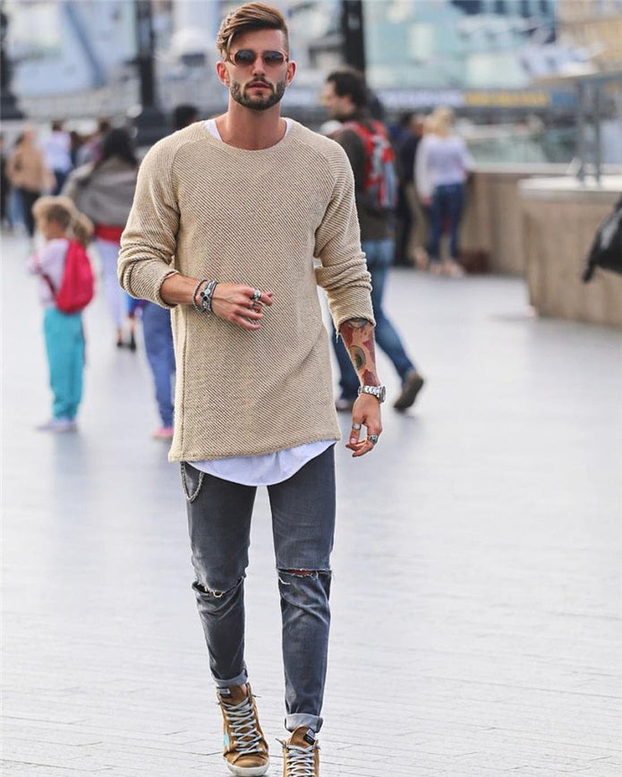 Declan | Elegancki długi sweter męski Men Sweaters Warschau Fashion