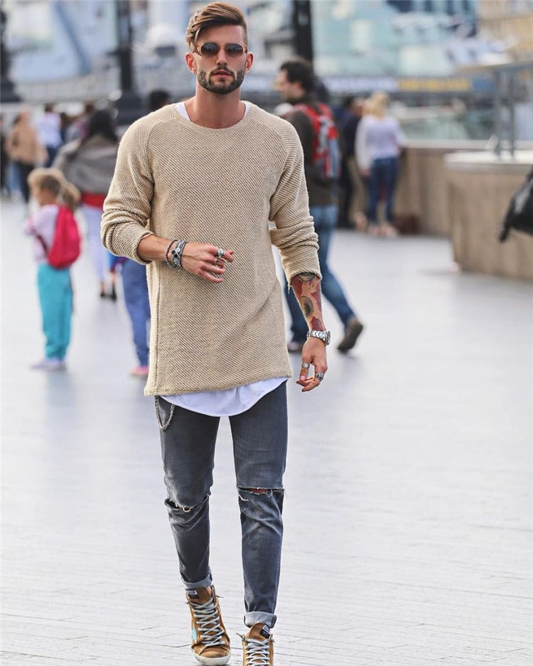 Declan | Elegancki długi sweter męski Men Sweaters Warschau Fashion