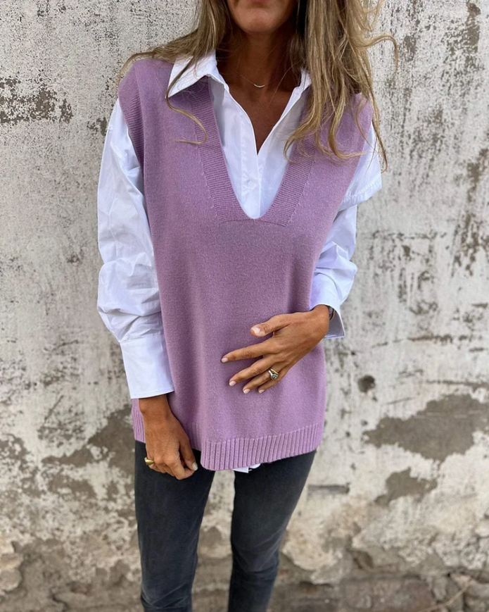 Natalie | Dzianinowa Kamizelka Sweater Warschau Fashion Fuksja S