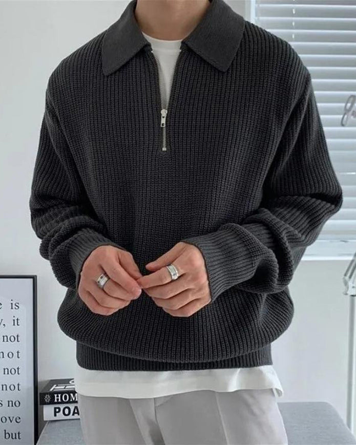 Sweter Cesare z zamkiem do połowy