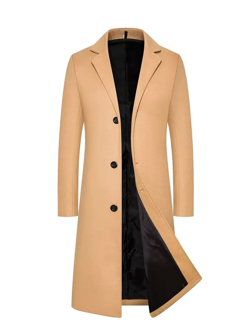 Alaricea | Męski Długi Płaszcz Ciepły Men Coat Warschau Fashion Khaki S