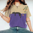 Luźna damska koszulka T-shirt z nadrukiem kotów i okrągłym dekoltem