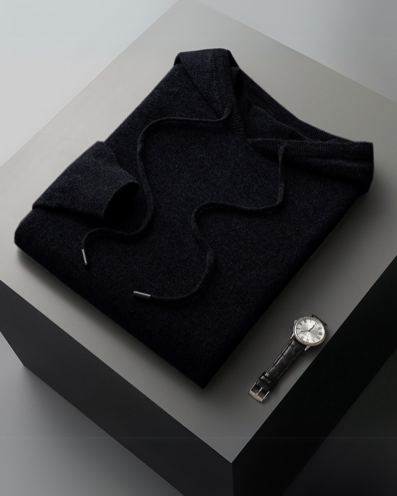 100% Kaszmirowa Hoodie z Kapturem