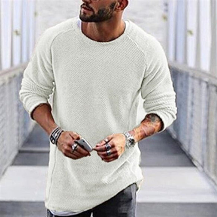 Declan | Elegancki długi sweter męski Men Sweaters Warschau Fashion Biały S