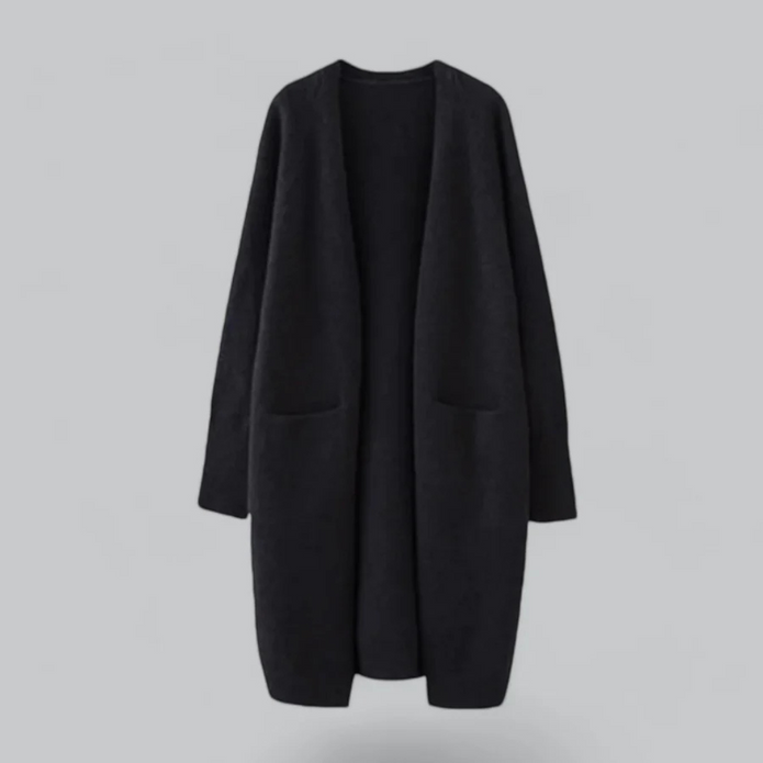 Damski Długi Sweter na Zimę - Ciepły i Stylowy Women Cardigans Warschau Fashion Czarny One Size