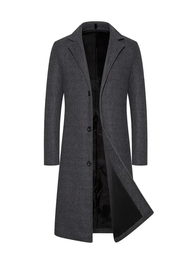 Alaricea | Męski Długi Płaszcz Ciepły Men Coat Warschau Fashion Ciemnoszary S