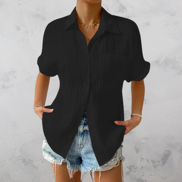 Alazic | Luźna damska koszula z zapięciem na guziki Women Shirt Warschau Fashion Czarny S