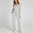 Eline | Luksusowy Zestaw Odzieży Domowej z Przytulnymi Spodniami i Dekoltem w Serek Loungewear Set Warschau Fashion Szary XS
