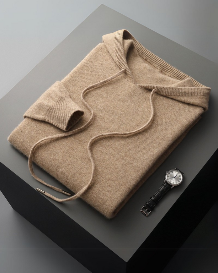 100% Kaszmirowa Hoodie z Kapturem