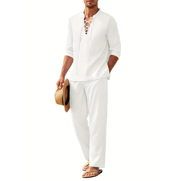 Męski Wygodny Zestaw Dwuczęściowy | Casual Men Set Warschau Fashion Biały S