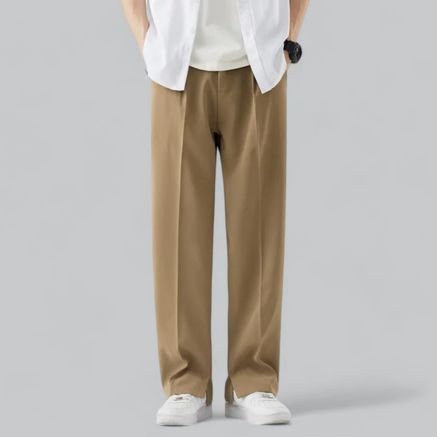 Luźne Męskie Spodnie z Szerokimi Nogawkami Men Pants Warschau Fashion Khaki M