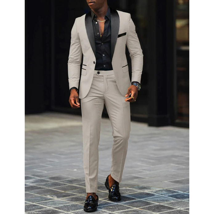Elegancki Męski Slim Fit 2-częściowy Garnitur dla Gości Weselnych