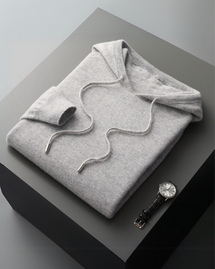 100% Kaszmirowa Hoodie z Kapturem