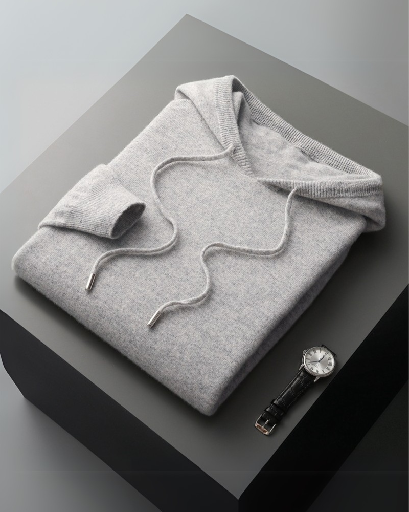 100% Kaszmirowa Hoodie z Kapturem