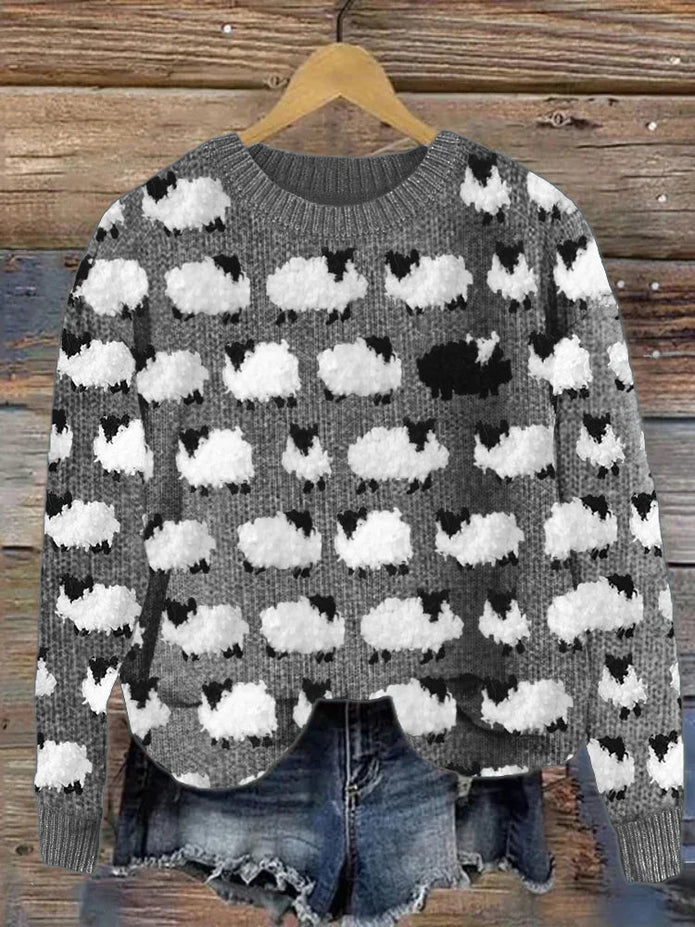 Marta - Sweter z Włókna Sweater Warschau Fashion Szary S