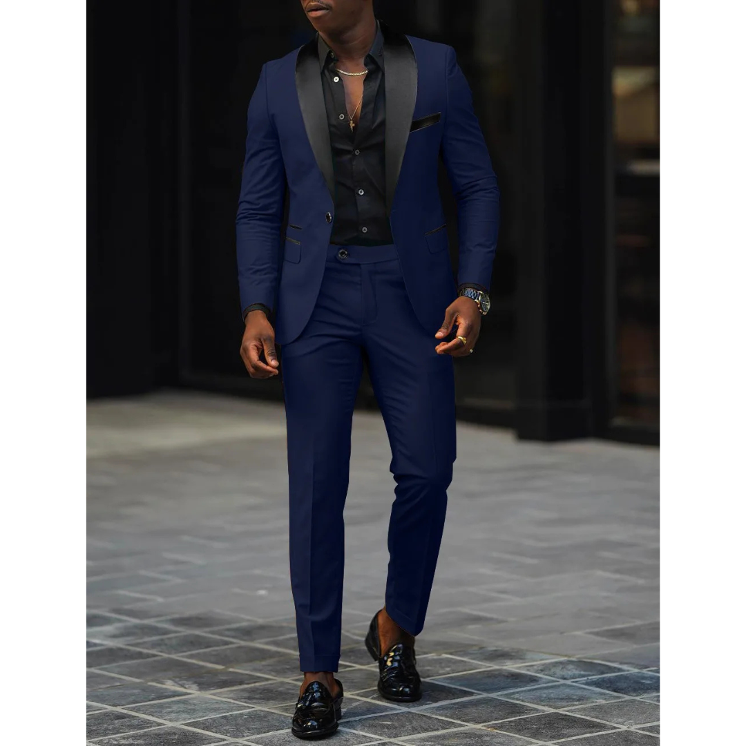 Elegancki Męski Slim Fit 2-częściowy Garnitur dla Gości Weselnych