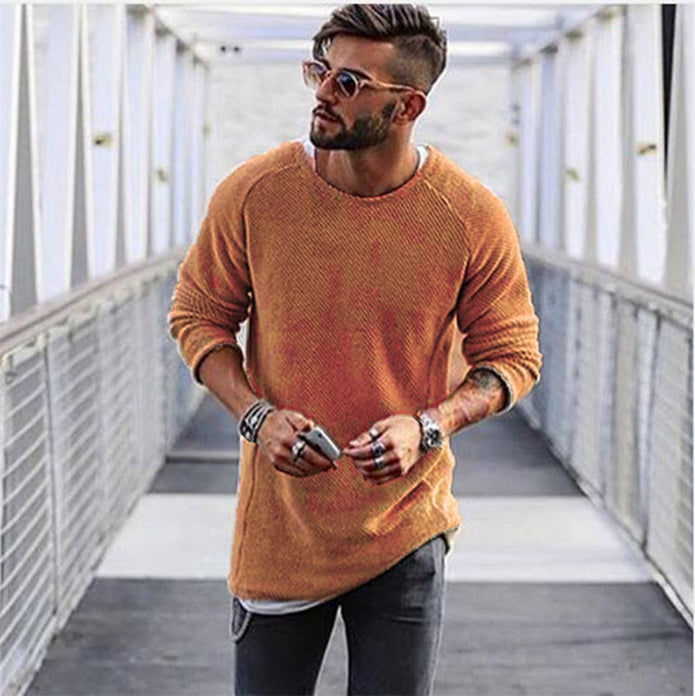 Declan | Elegancki długi sweter męski Men Sweaters Warschau Fashion Pomarańczowy S