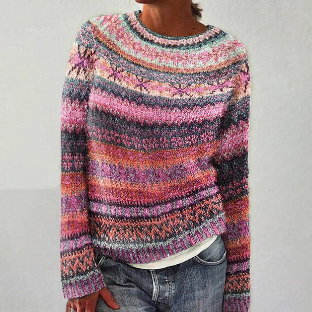 Mila | Sweter inspirowany stylem retro Sweater Warschau Fashion Różowy S