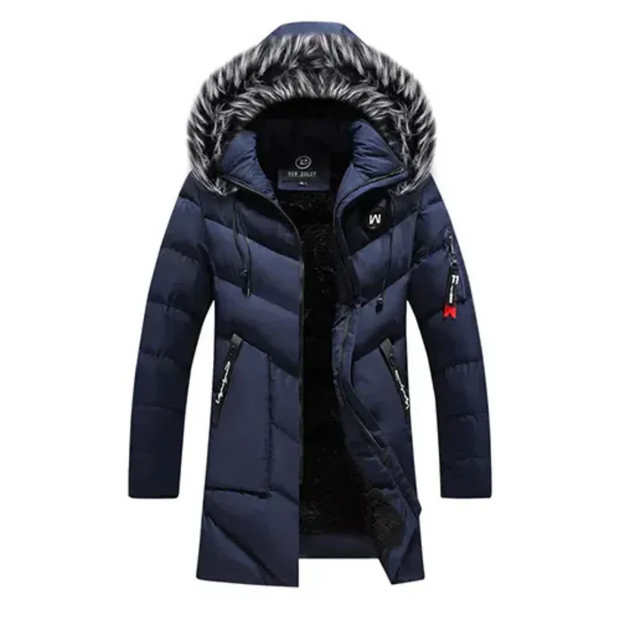 Aziko | Męska Zimowa Parka z Kapturem Men Jackets Warschau Fashion Niebieski XS