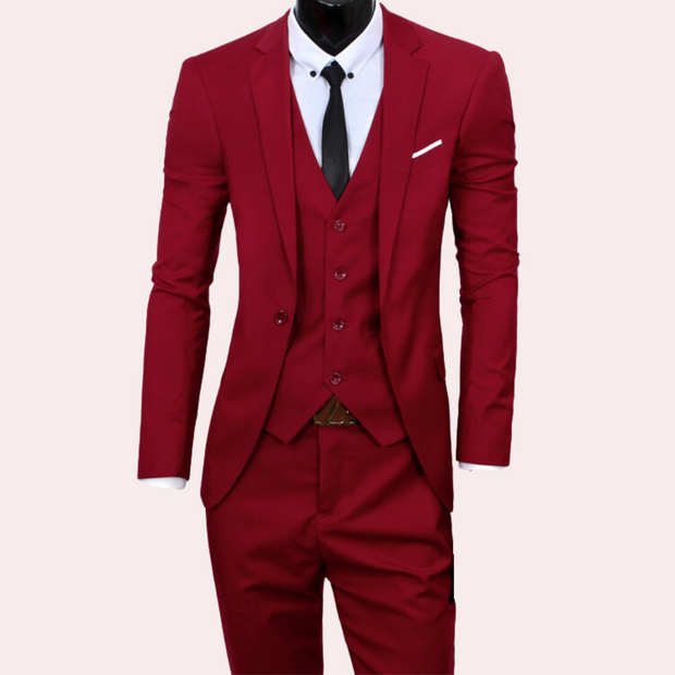 Beaumont - Trzyczęściowy Garnitur Męski Men Summer Set Warschau Fashion Czerwony S