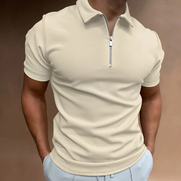 ADORJAN - Męska Koszulka Polo Men Summer Shirt Warschau Fashion Beżowy S