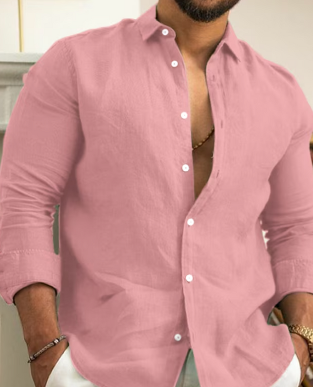 Długie Rękawy Lniana Koszula Męska Summer Shirt Men Warschau Fashion