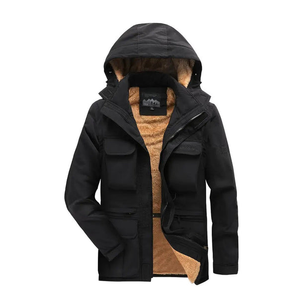 FRANCIS - Męska zimowa kurtka z odpinanym kapturem Unisex Jacket Parka Winter Warschau Fashion Czarny XS