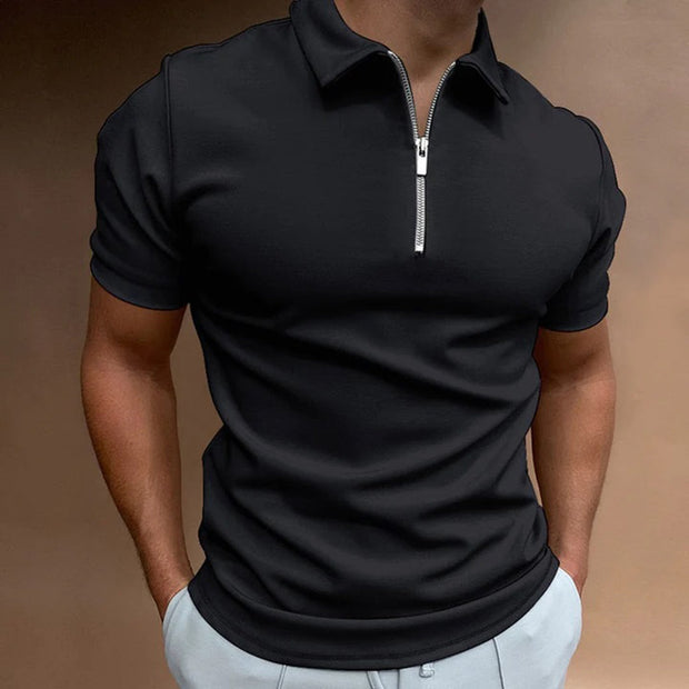 ADORJAN - Męska Koszulka Polo Men Summer Shirt Warschau Fashion Czarny S