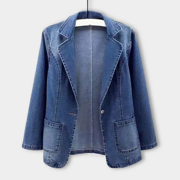 MARZIA | Stylowa Damska Marynarka Dżinsowa Denim Elegance – Elegancka i Wygodna Stijlvolle blazer Warschau Fashion Niebieski S