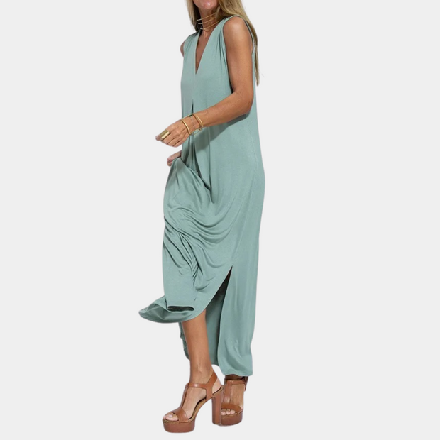Ayania - Klasyczna letnia sukienka damska Women Dress Maxi Solid Summer Warschau Fashion Niebieski S