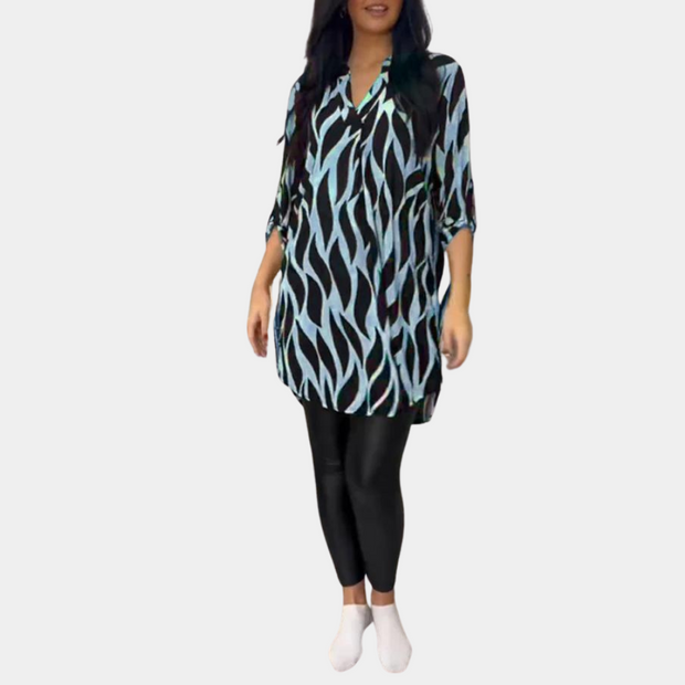 Andi - Wygodna i odprężająca letnia sukienka damska Women Tunic Abstract All-year Warschau Fashion Niebieski S