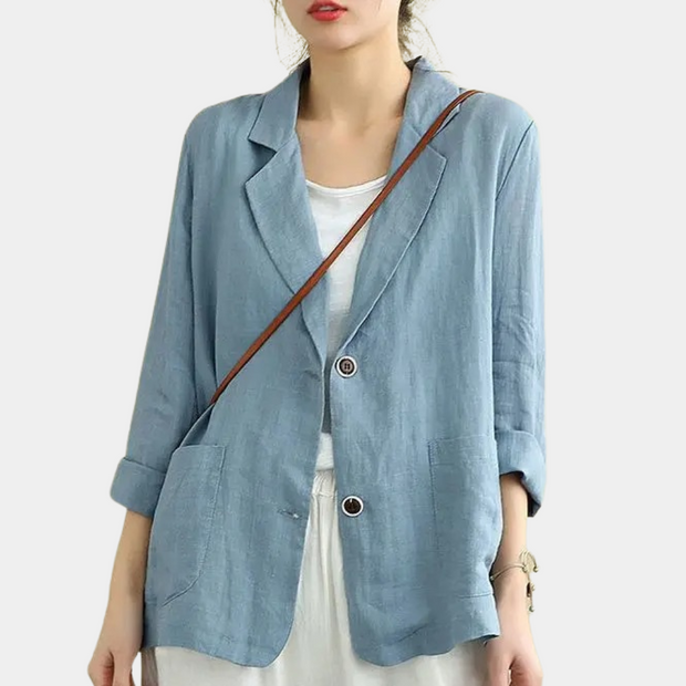 Jona - Lekka letnia marynarka dla kobiet Women Blazer Boyfriend All-year Warschau Fashion Jasnoniebieski S